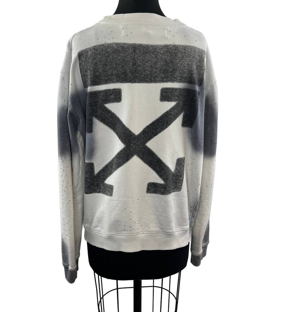 Off-White MAIN LABEL C/O Virgil Abloh Spray Bling Crystal Cotton Sweatshirt M